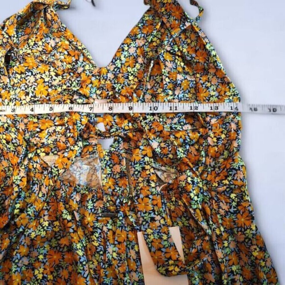 BNWT Maaji Olive Floral Maxi Slip Dress with Front Slit - Picture 7 of 10